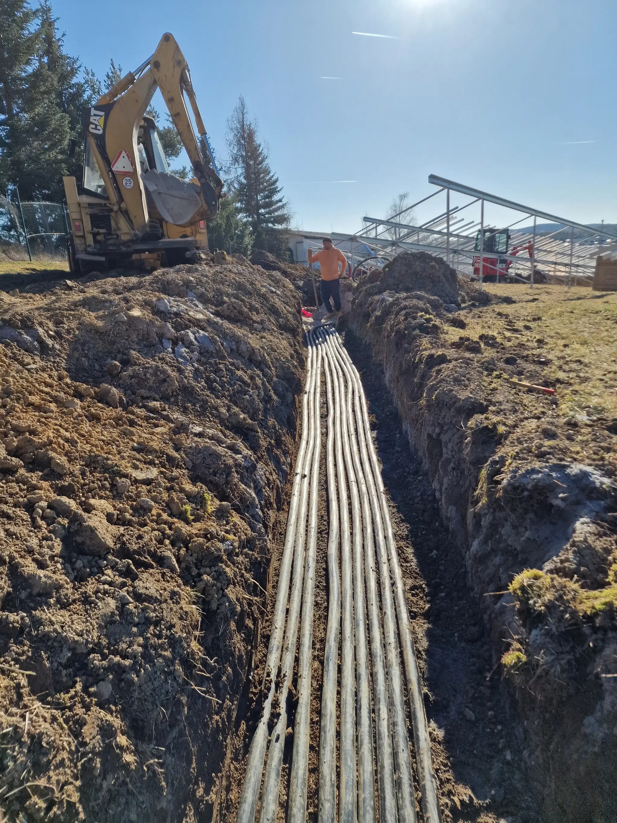 Underground electrical cable trench installation